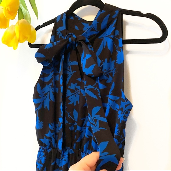 Sam Edelman Graphic Botanic Halter Blue Midi Dress - Picture 10 of 13